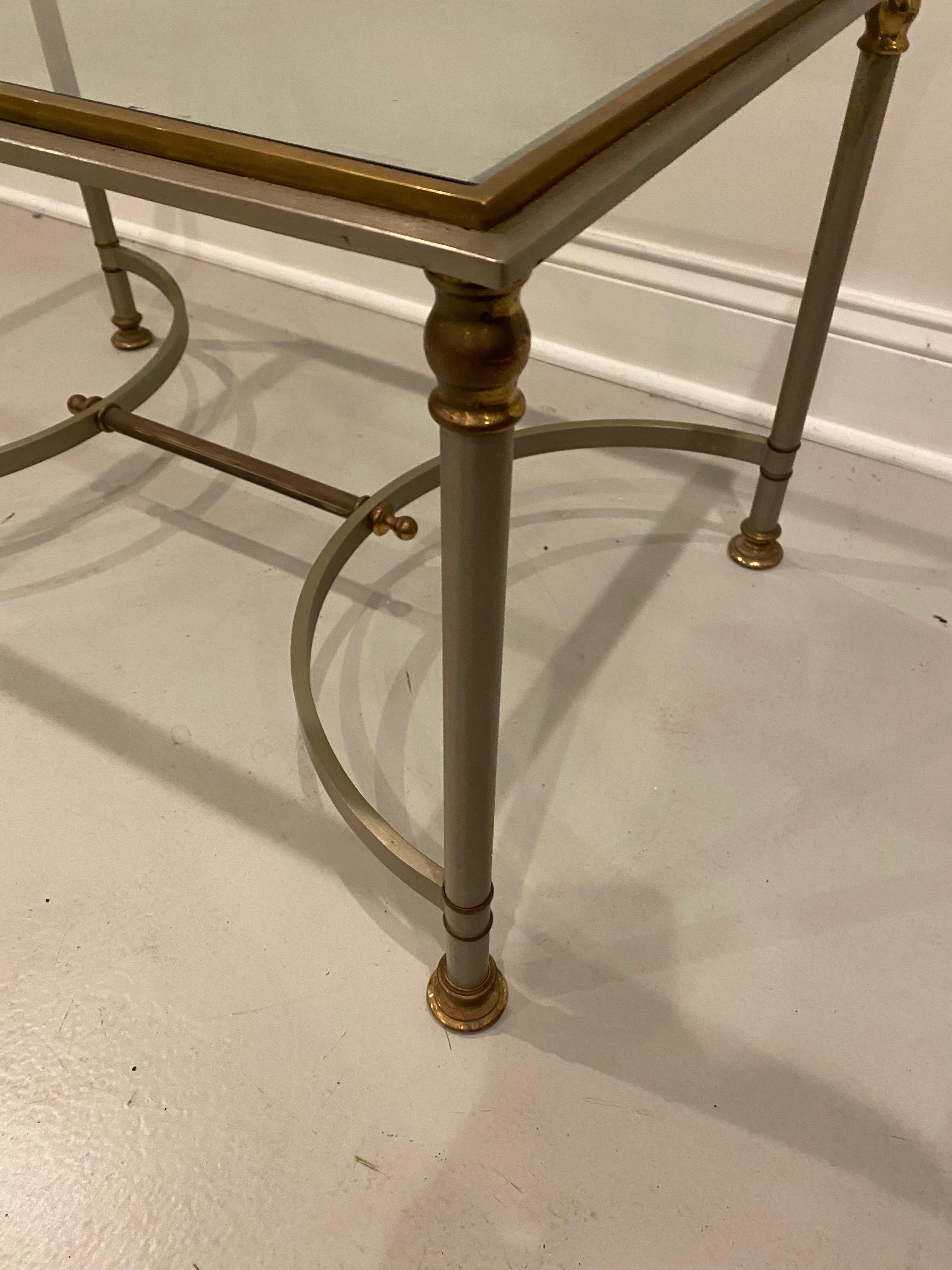 Late 20th Century Mid-Century Modern Glass and Brass Coffee Table For Sale
