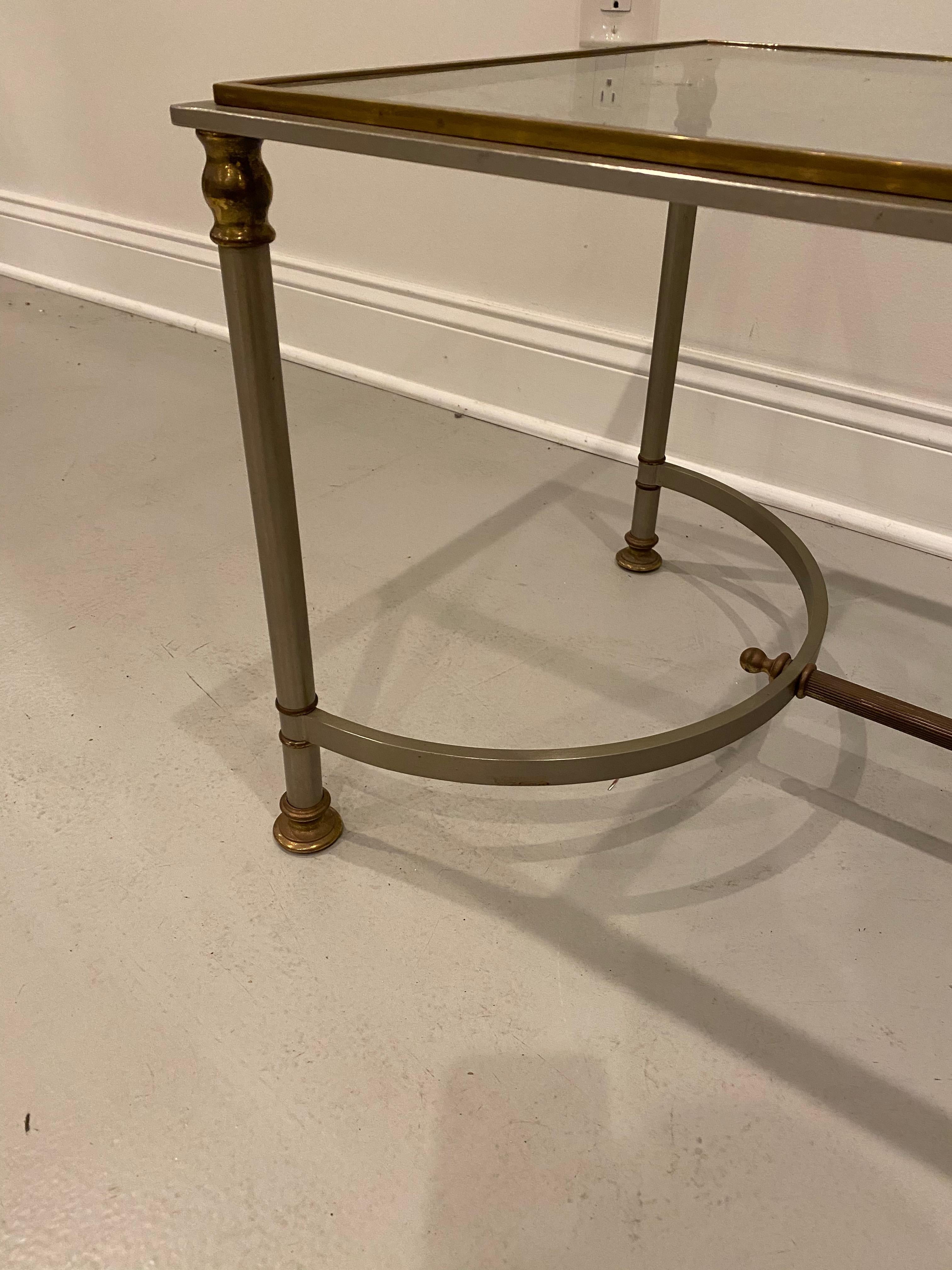 Mid-Century Modern Glass and Brass Coffee Table For Sale 4