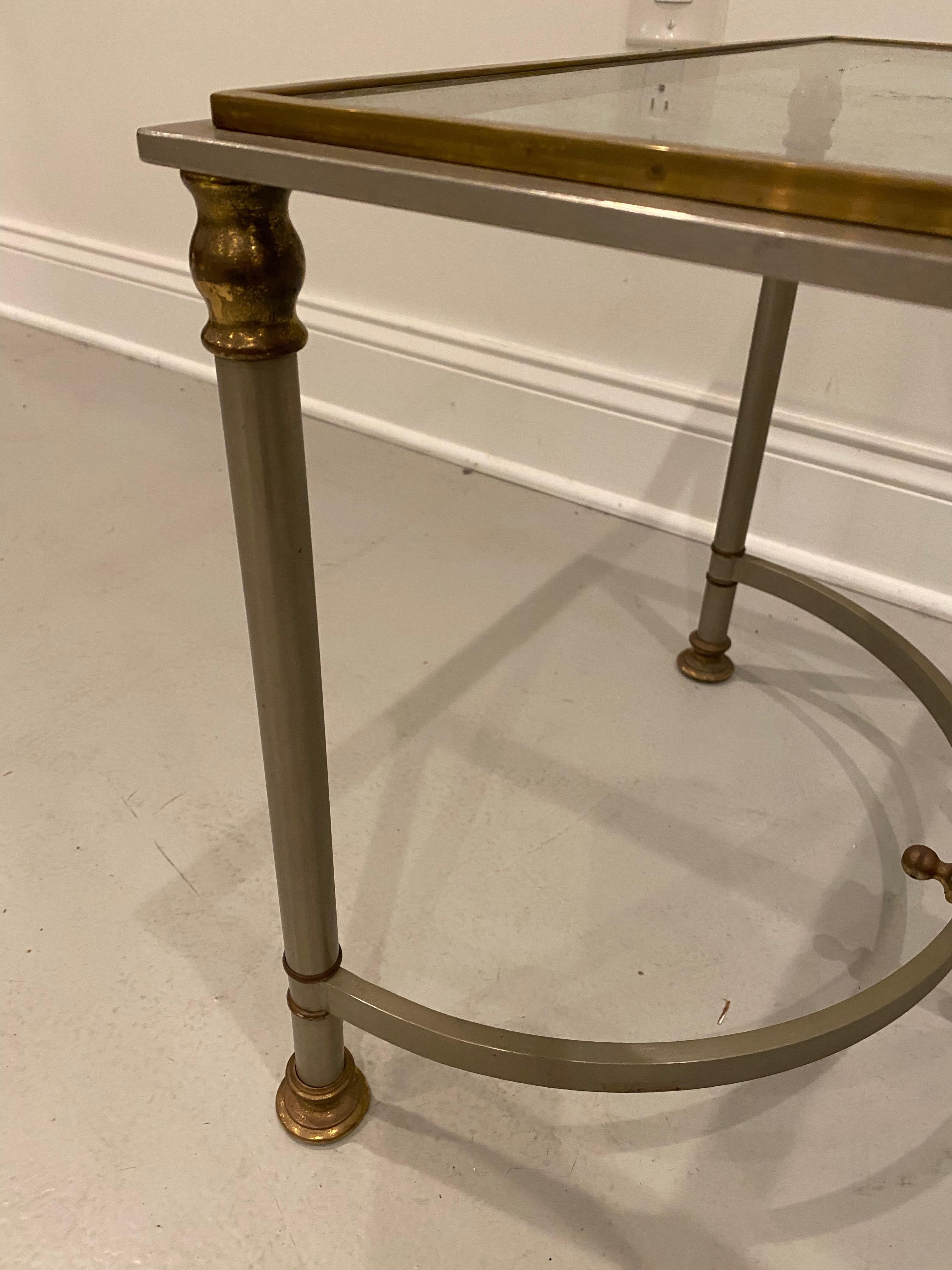 Mid-Century Modern Glass and Brass Coffee Table For Sale 5