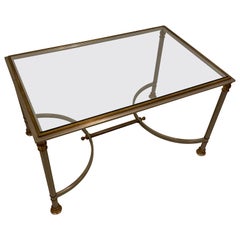 Vintage Mid-Century Modern Glass and Brass Coffee Table