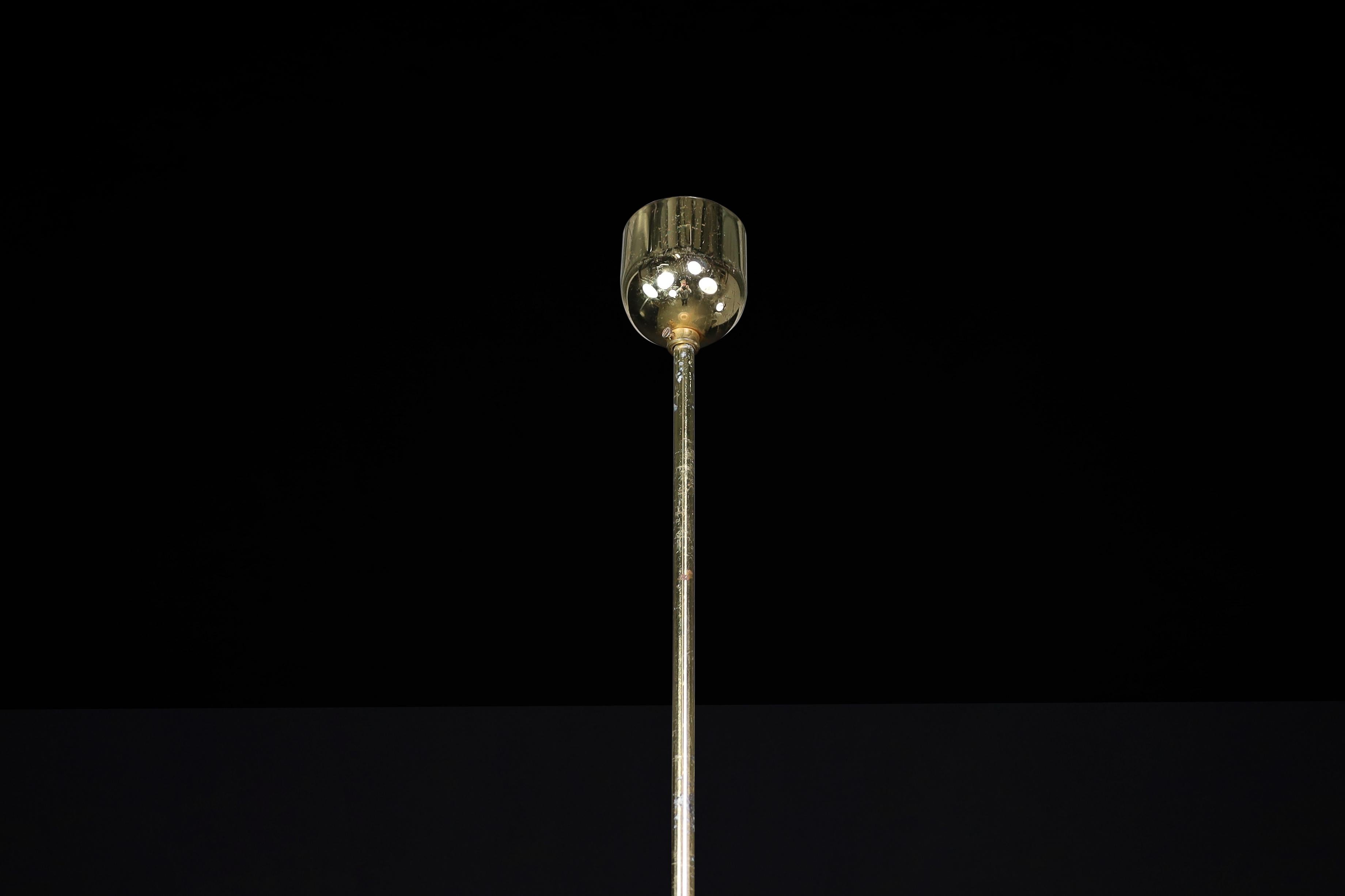 Mid-Century Modern Glass and Brass Pendants, Bohemia, Czechoslovakia, 1970s For Sale 4