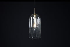 Mid-Century Modern Glas- und Messinganhänger von Doria Leuchten Germany, 1970er Jahre