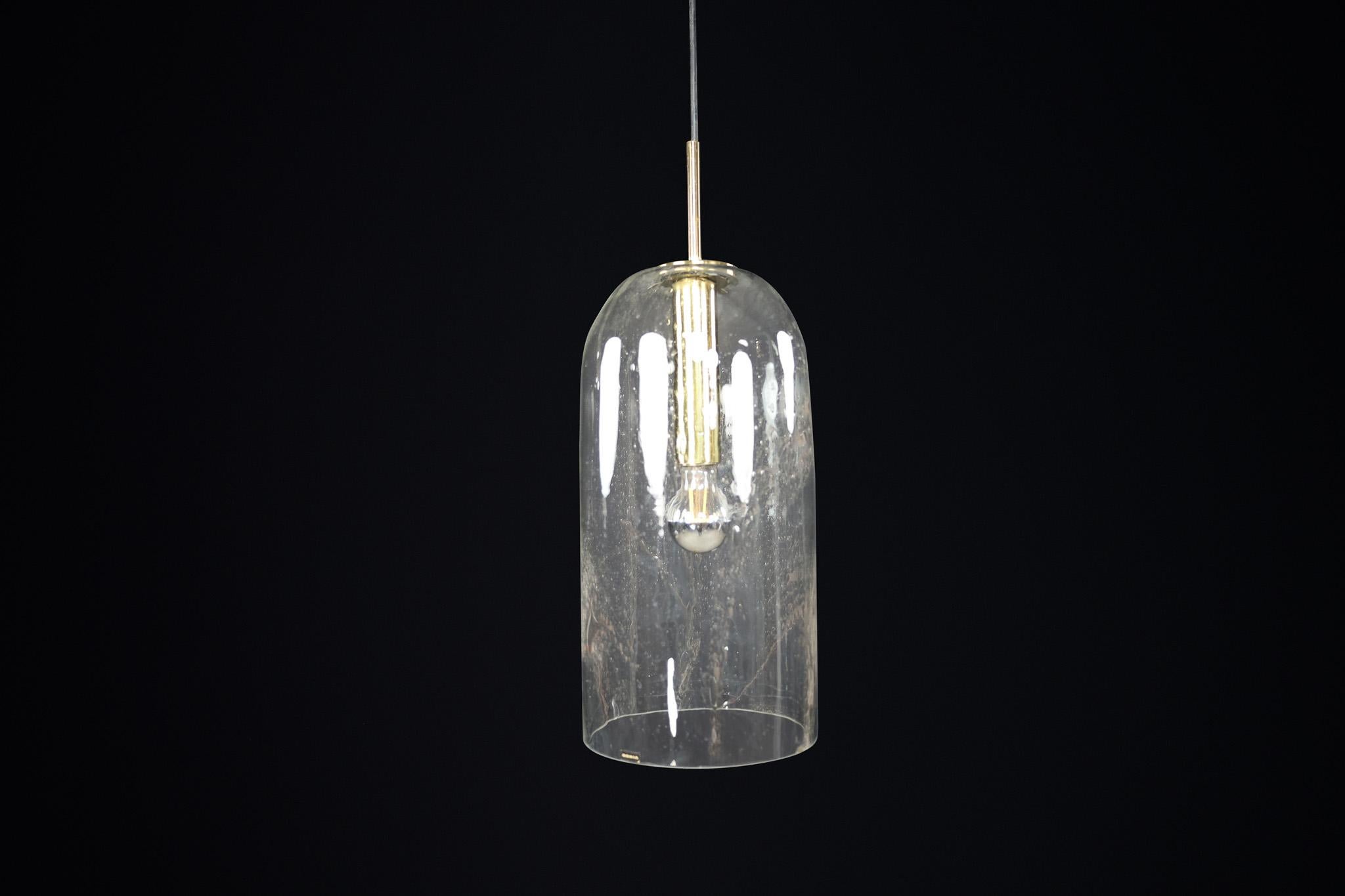 Mid-Century Modern Glass and Brass Pendants by Doria Leuchten, Germany 1970s For Sale 2
