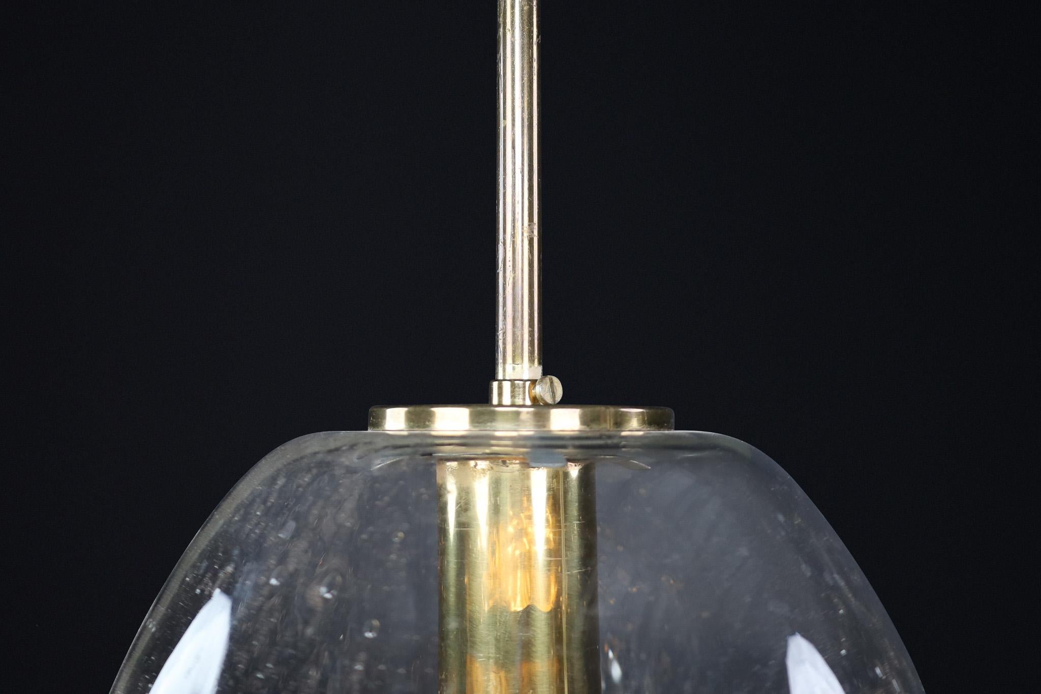 Mid-Century Modern Glass and Brass Pendants by Doria Leuchten, Germany 1970s For Sale 5