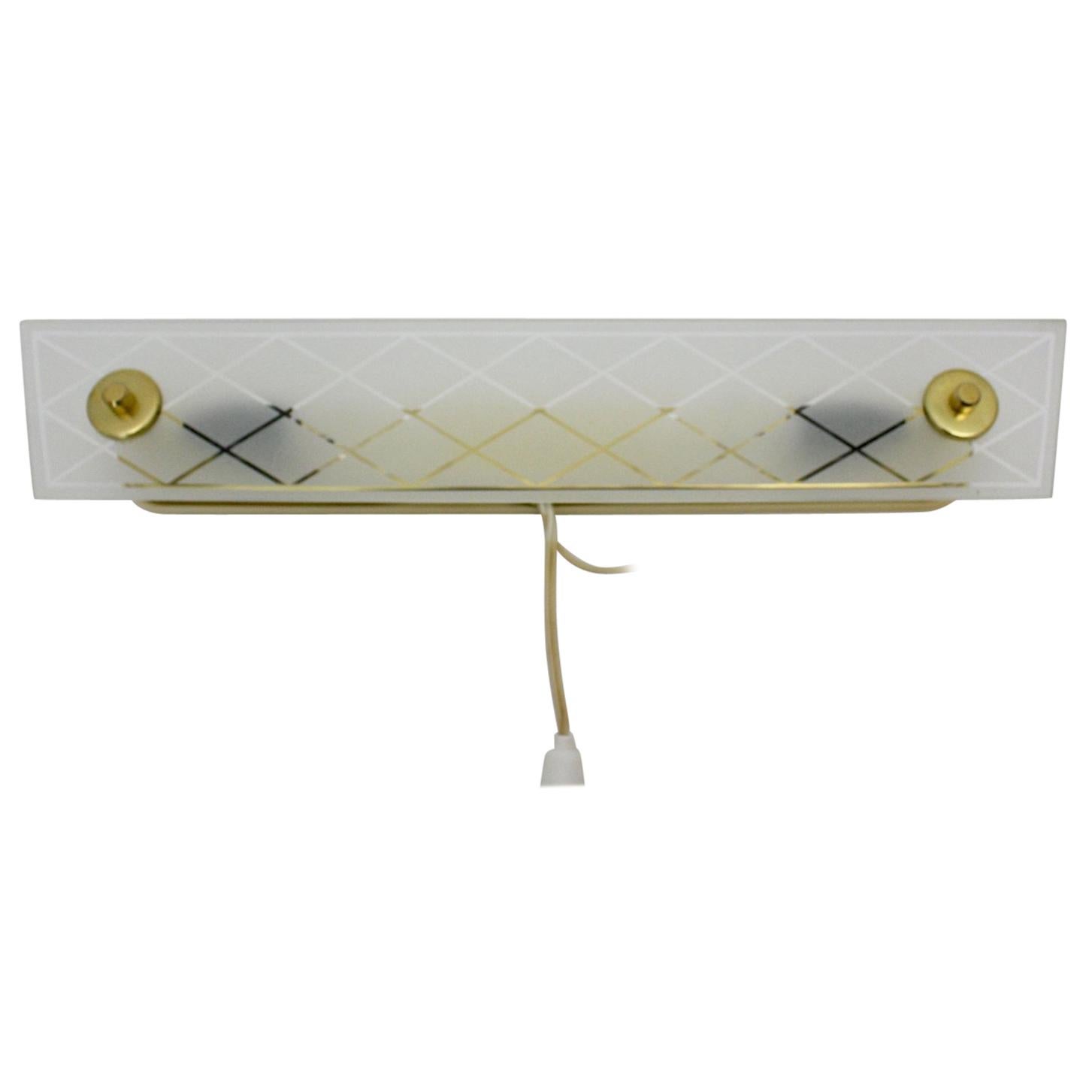 Mid-Century Modern Glass and Brass Sconce or Wall Light, Italy, 1950