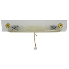 Mid-Century Modern Glass and Brass Sconce or Wall Light, Italy, 1950