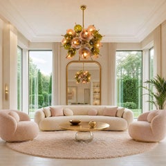 Mid Century Modern Glass and Brass Sputnik Chandelier, Italy