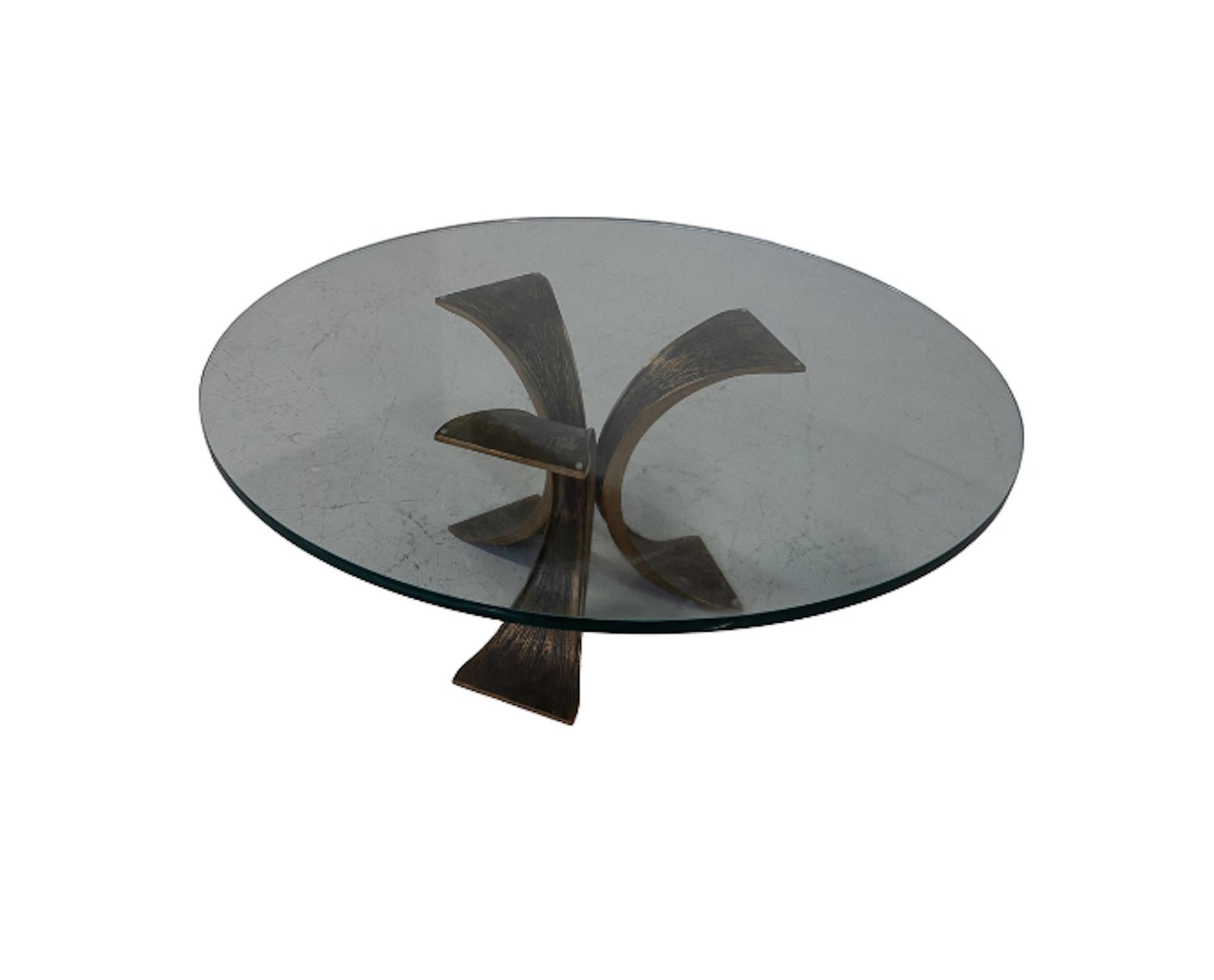 Mid-Century Modern Glass and Bronze Coffee Table, Italy, 1960s For Sale 1