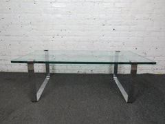 Mid-Century Modern Glass and Chrome Coffee Table