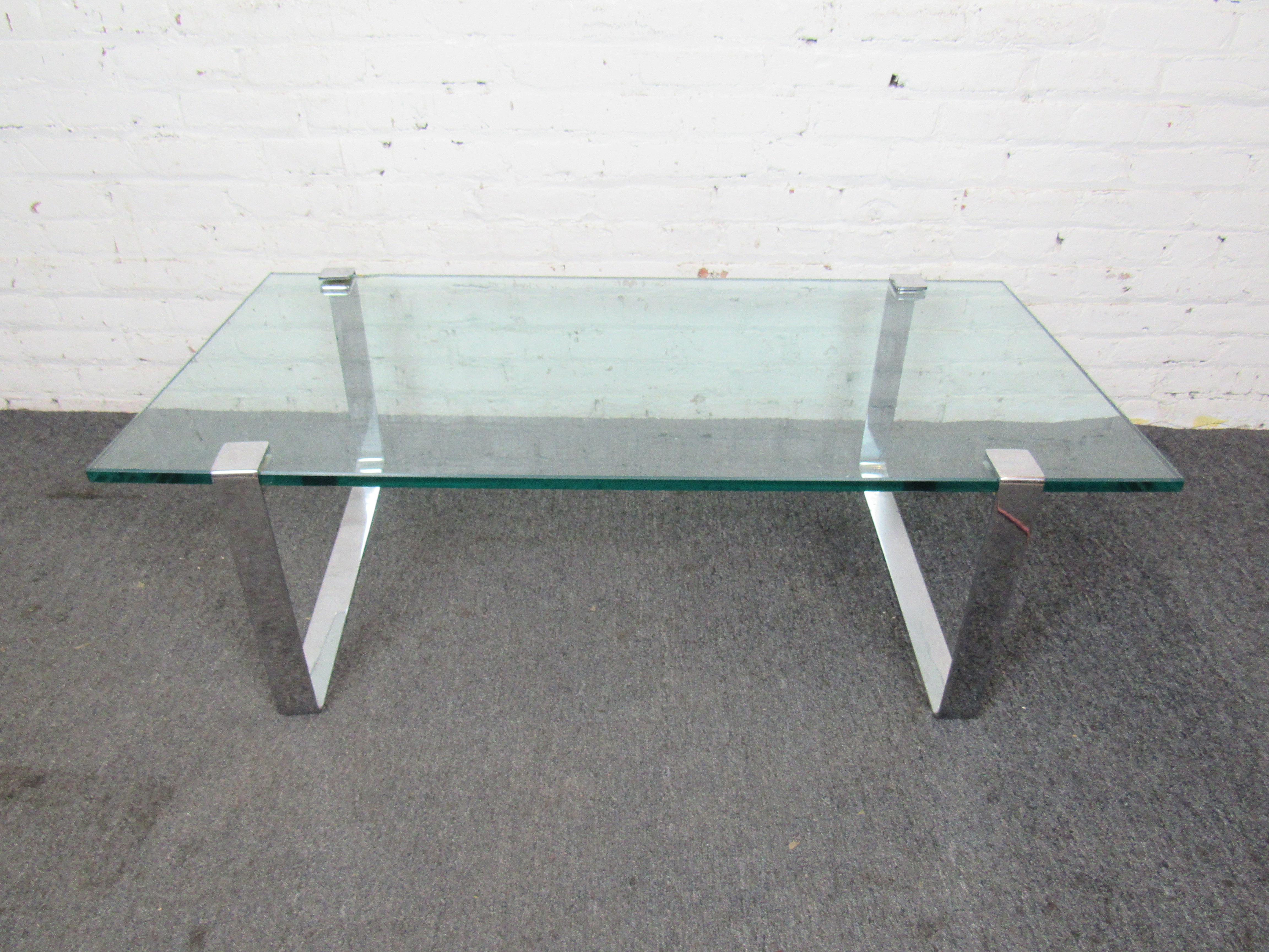 modern glass/chrome coffee table