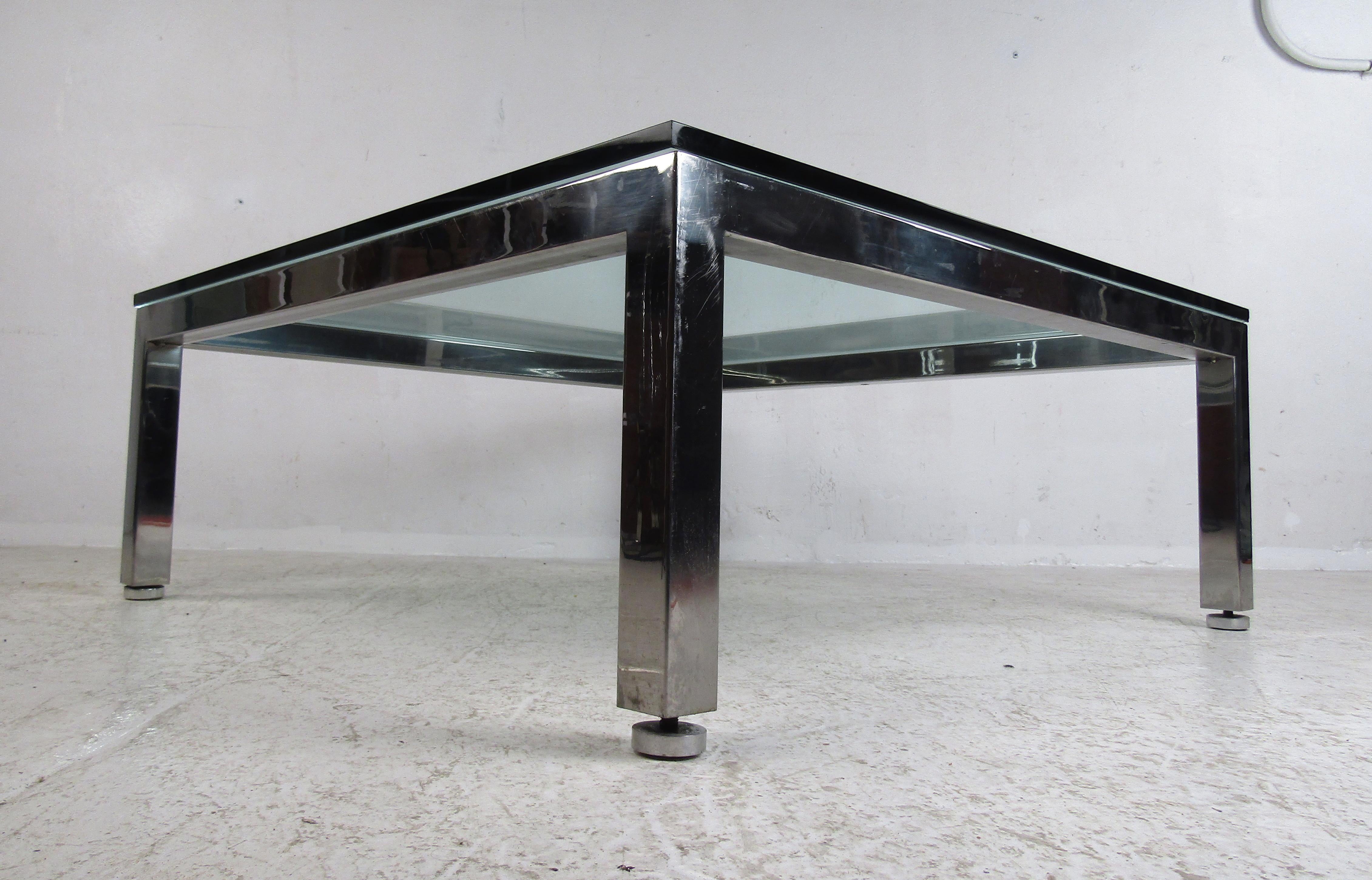 modern glass/chrome coffee table