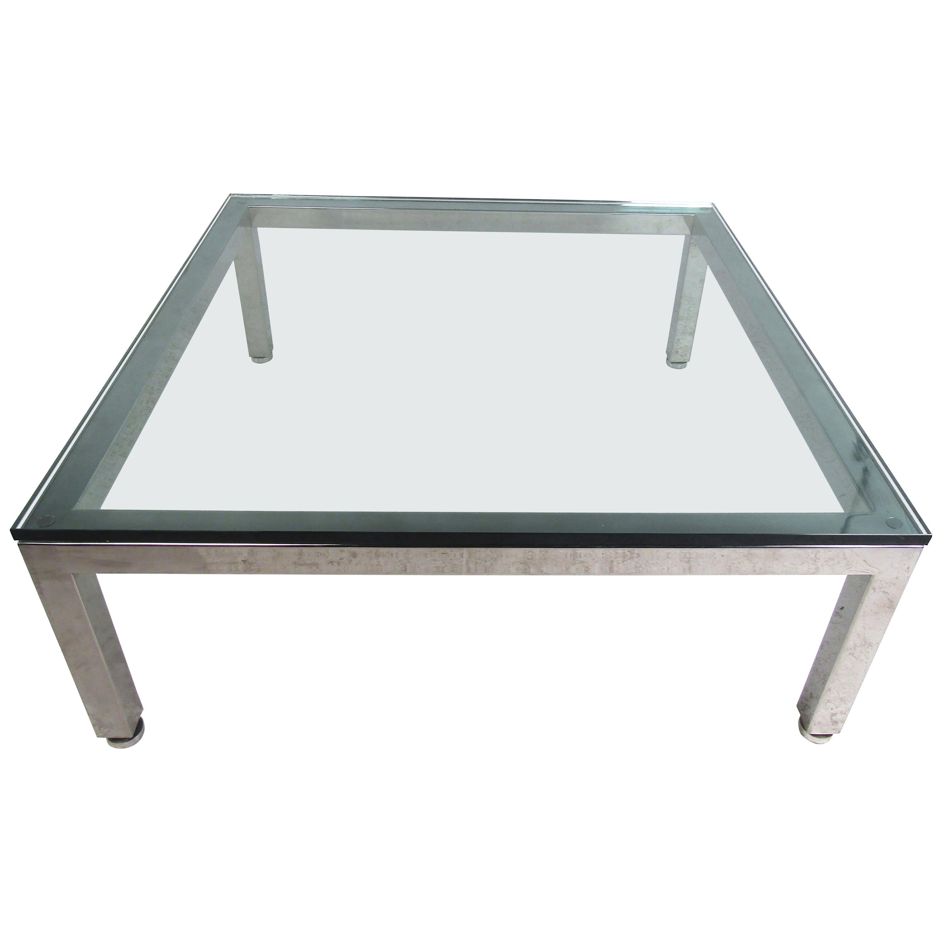Mid-Century Modern Glass and Chrome Coffee Table