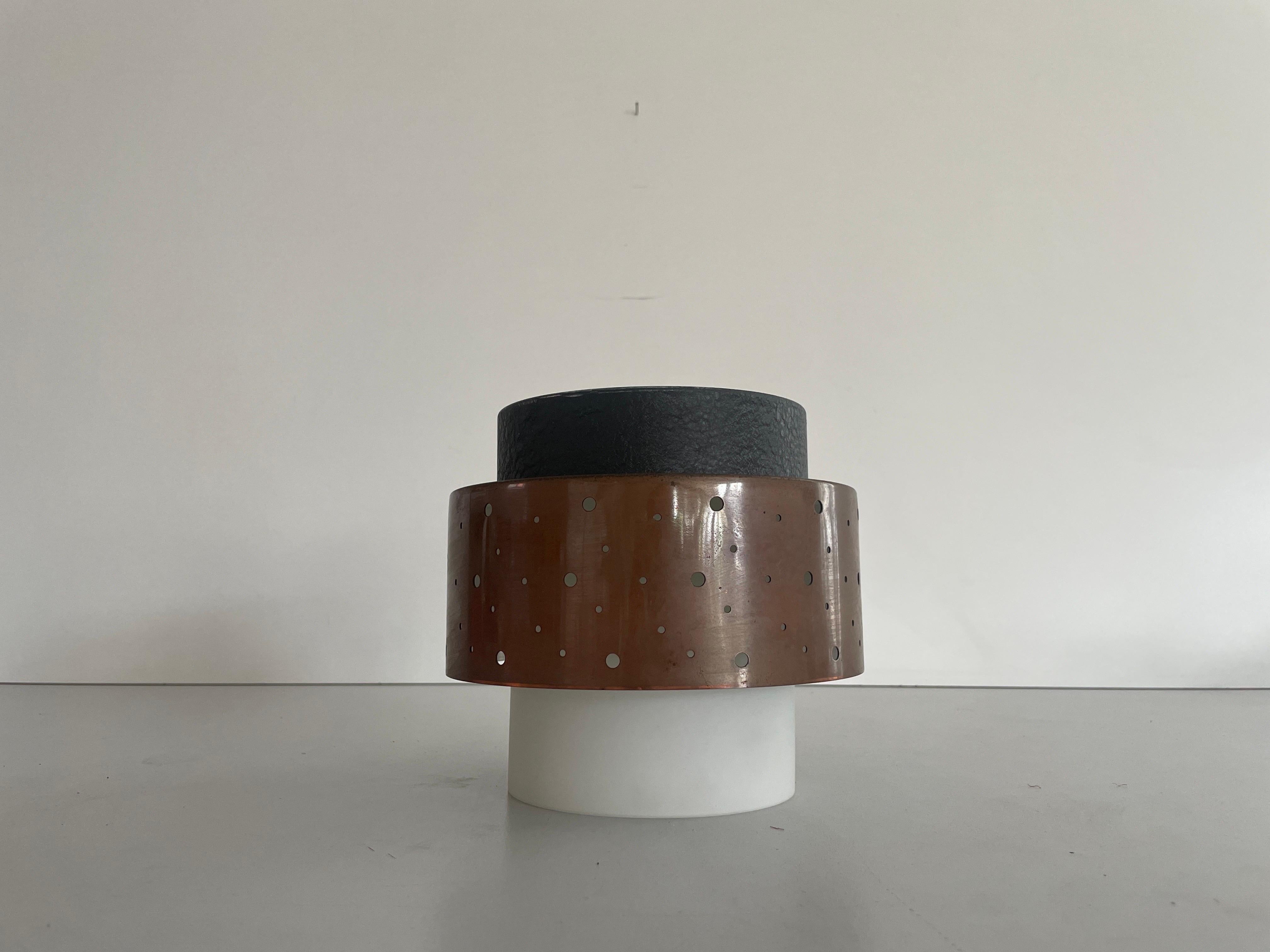 Mid-Century Modern Glass and Metal Flush Mount by Hillebrand, 1950s, Germany For Sale 11