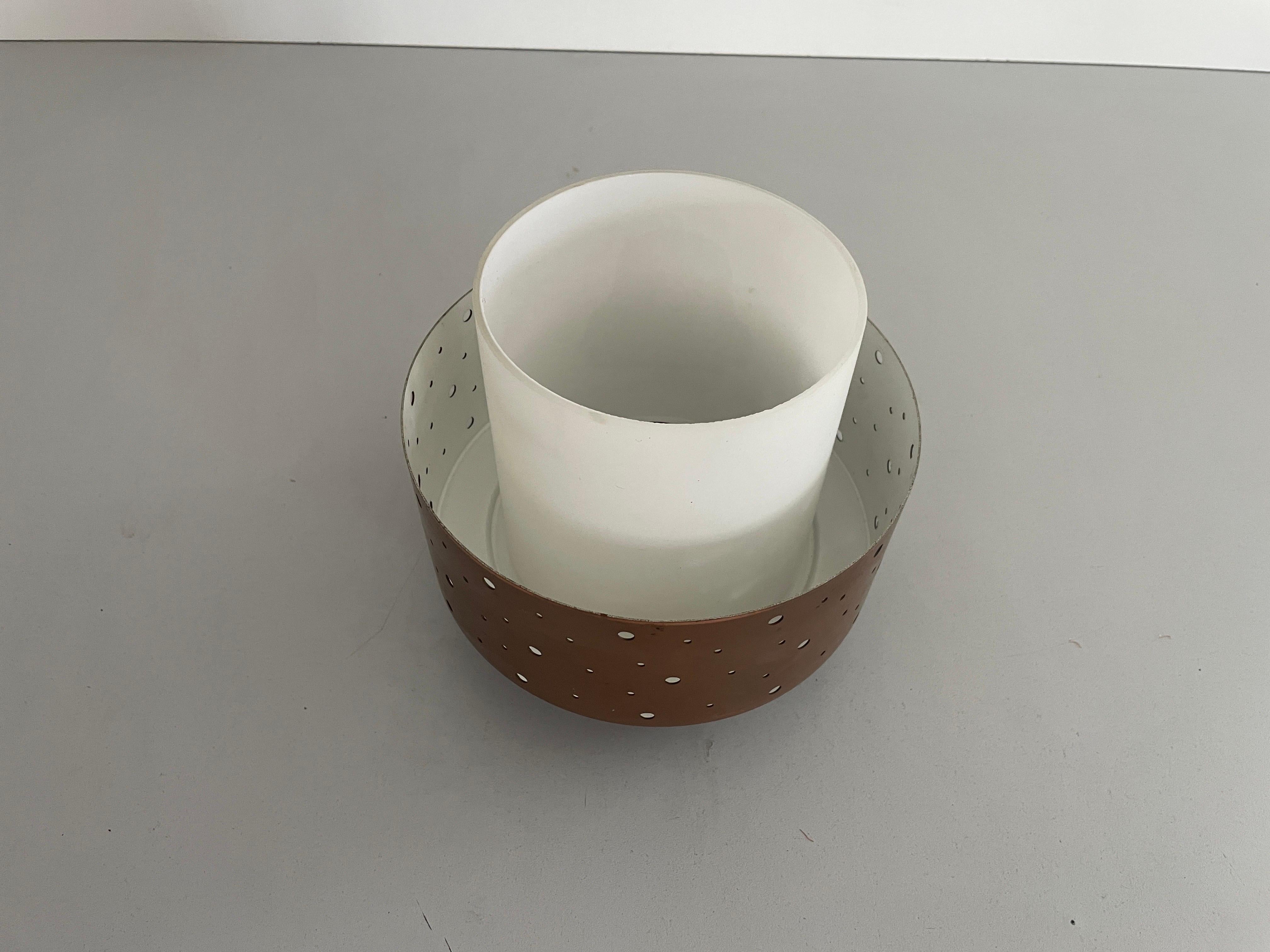 Mid-20th Century Mid-Century Modern Glass and Metal Flush Mount by Hillebrand, 1950s, Germany For Sale