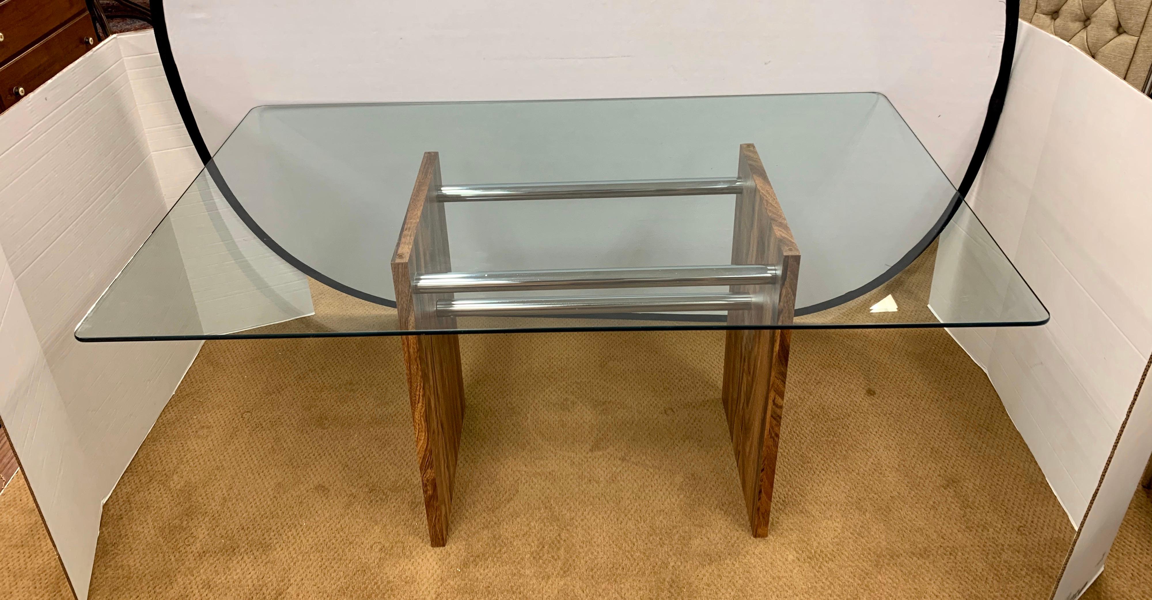 Mid-Century Modern Glass and Rosewood Dining Table in the Style of Milo Baughman 3