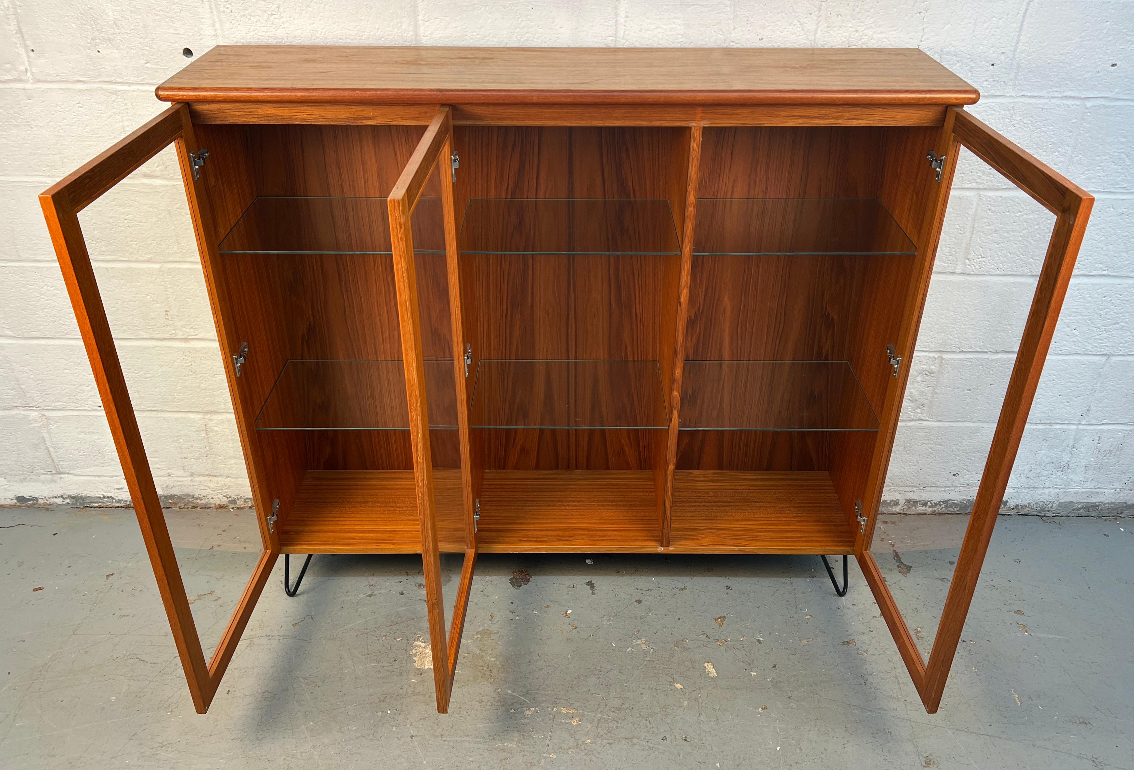Mid-Century Modern Glass and Teak Display Bookcase in vendita 2