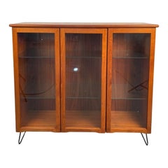 Mid-Century Modern Glass and Teak Display Bookcase