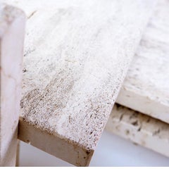 Mid century modern Glass and Travertine Coffee Table, Willy Ballez, 1970s