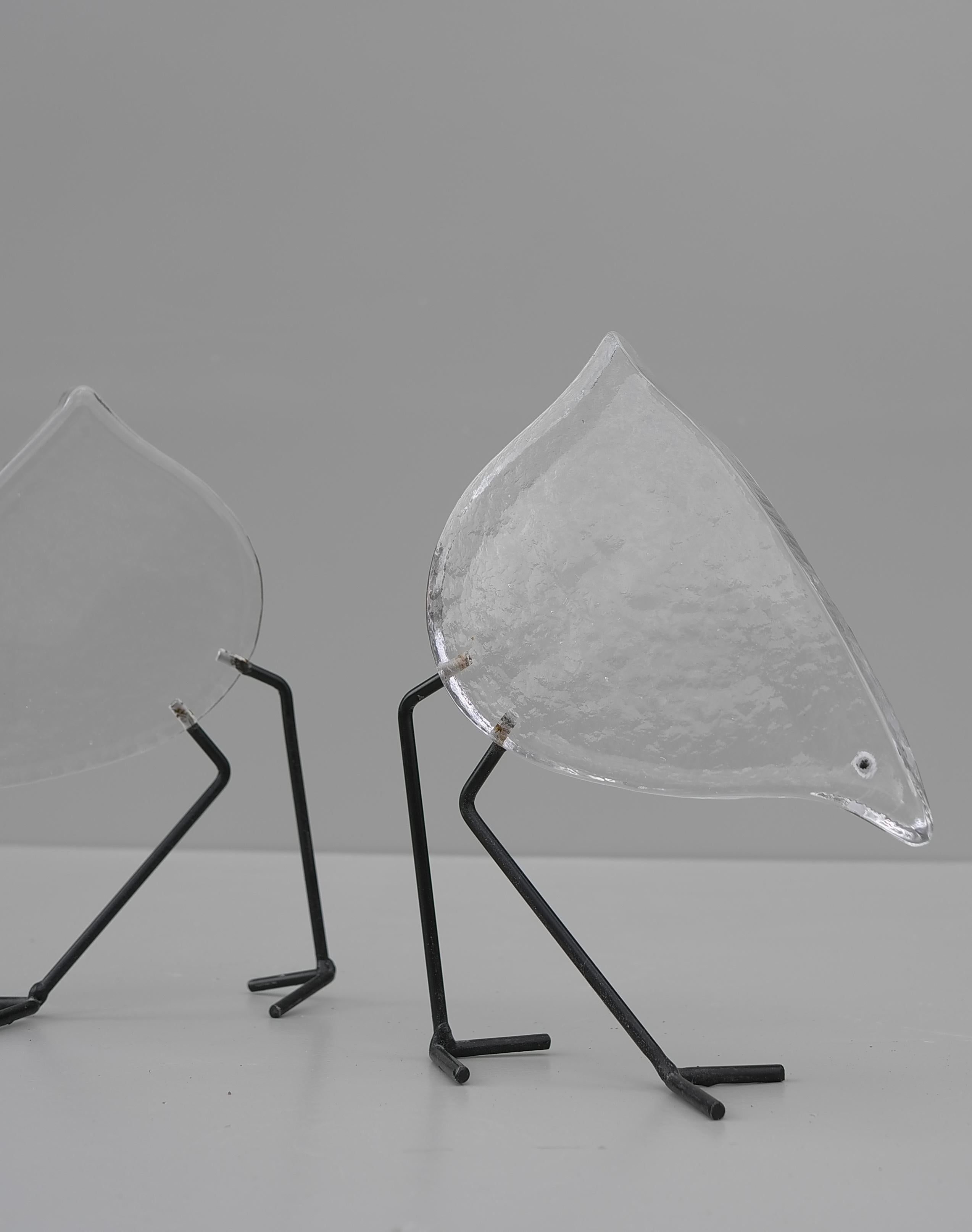 Verre d'art The Modernity, Glass Art Figurines d'oiseaux 1960's en vente