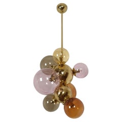Used Glass balls & brass chandelier, Italy