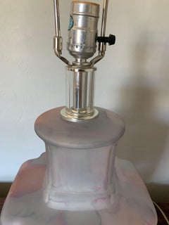 Mid Century Modern Glass Bauer Table Lamps with Lucite.