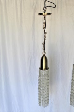 Mid-Century Modern Glasperlen-Anhänger Messing