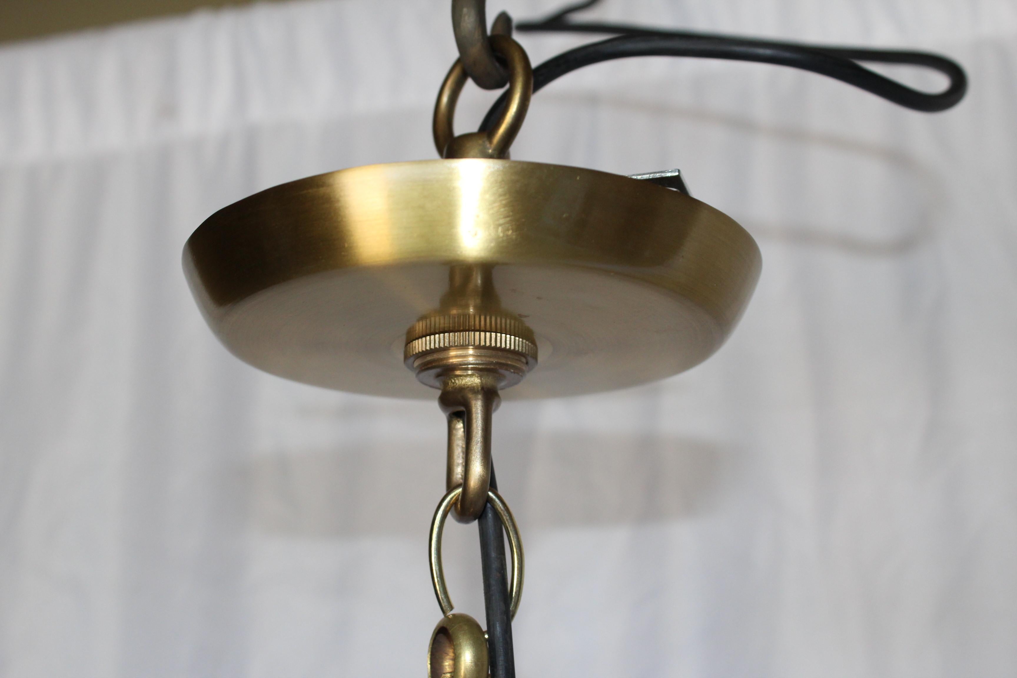 American Mid-Century Modern Glass Bead Pendants Brass For Sale