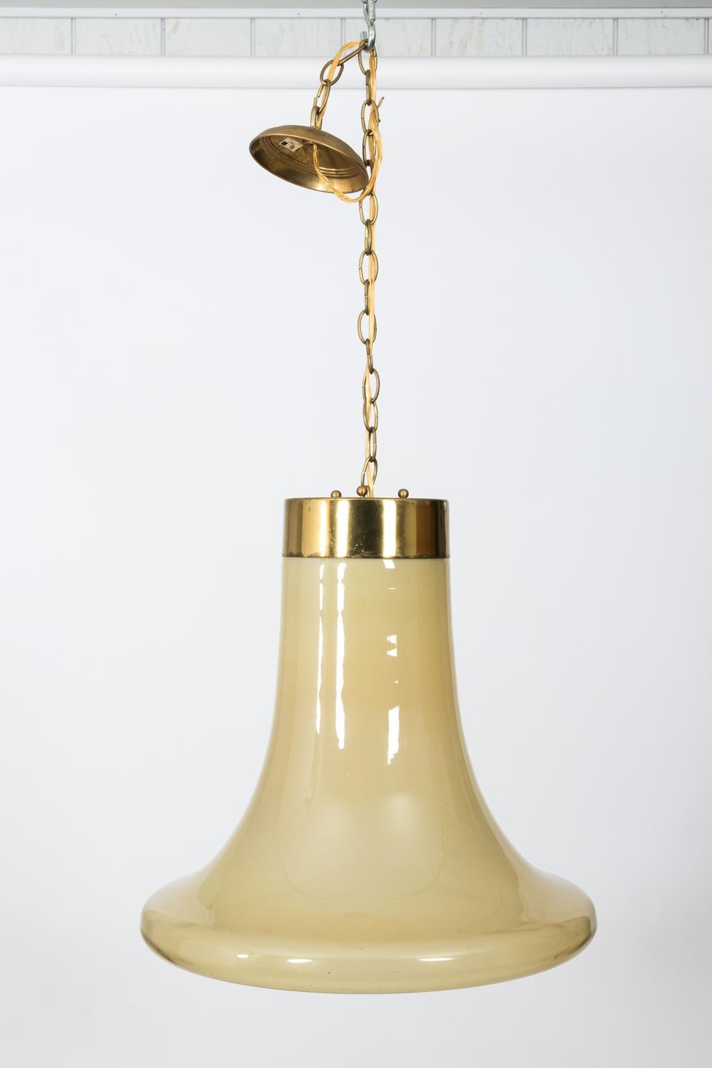 Italian Mid-Century Modern Glass Bell Shaped Chandelier For Sale