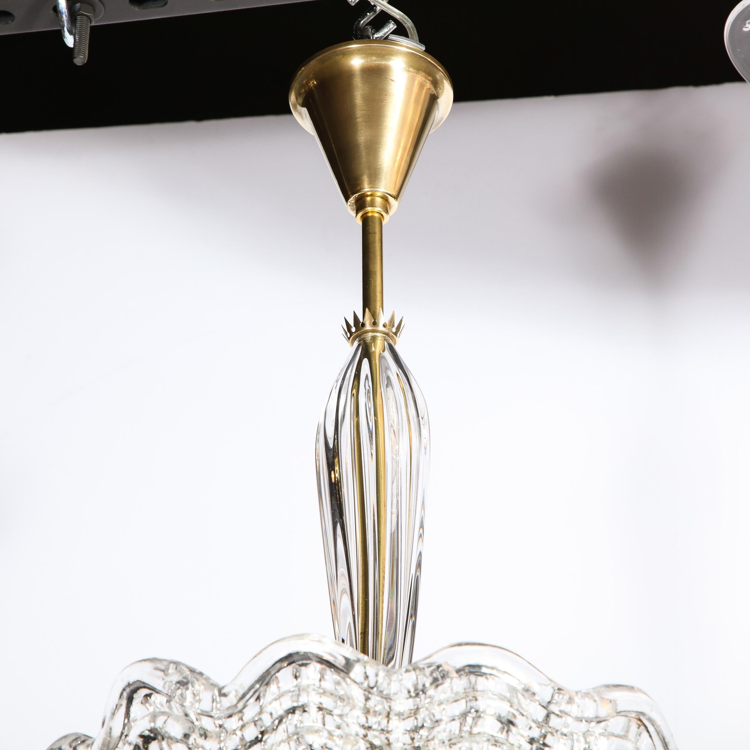 Lampadario in vetro e ottone di Carl Fagerlund per Orrefors, stile metà del secolo scorso in vendita 3
