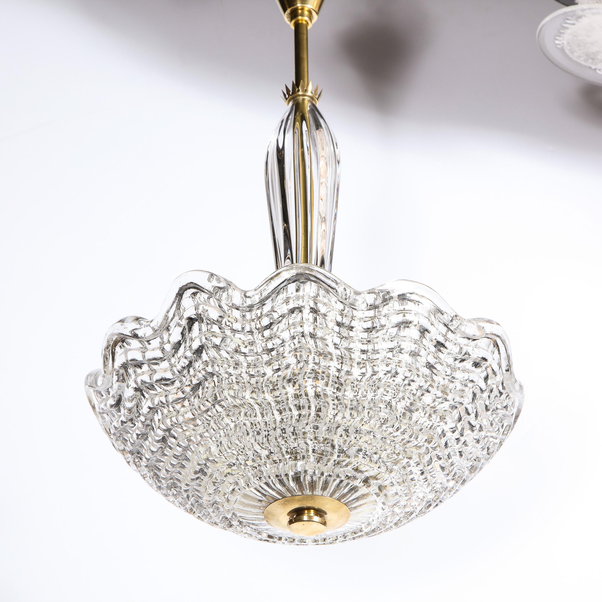 Lampadario in vetro e ottone di Carl Fagerlund per Orrefors, stile metà del secolo scorso in vendita 5