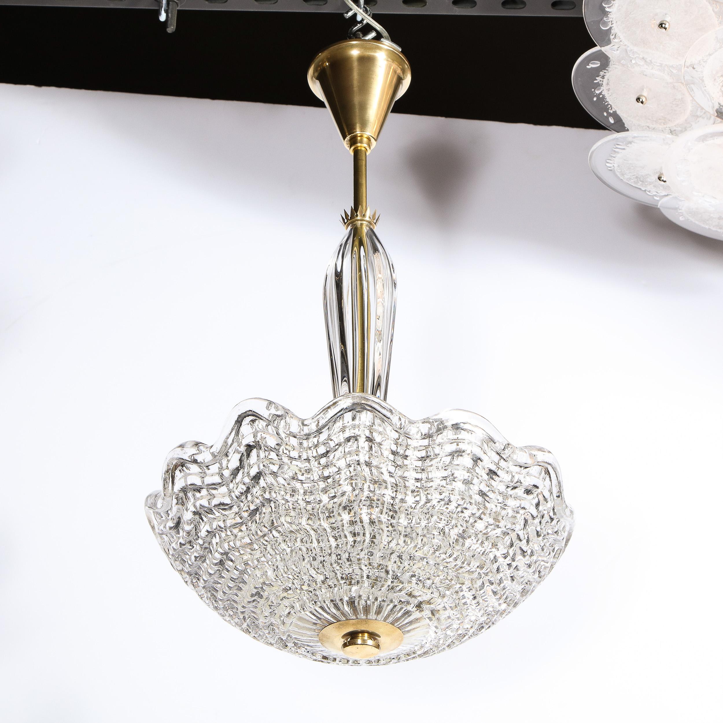 Lampadario in vetro e ottone di Carl Fagerlund per Orrefors, stile metà del secolo scorso in vendita 6