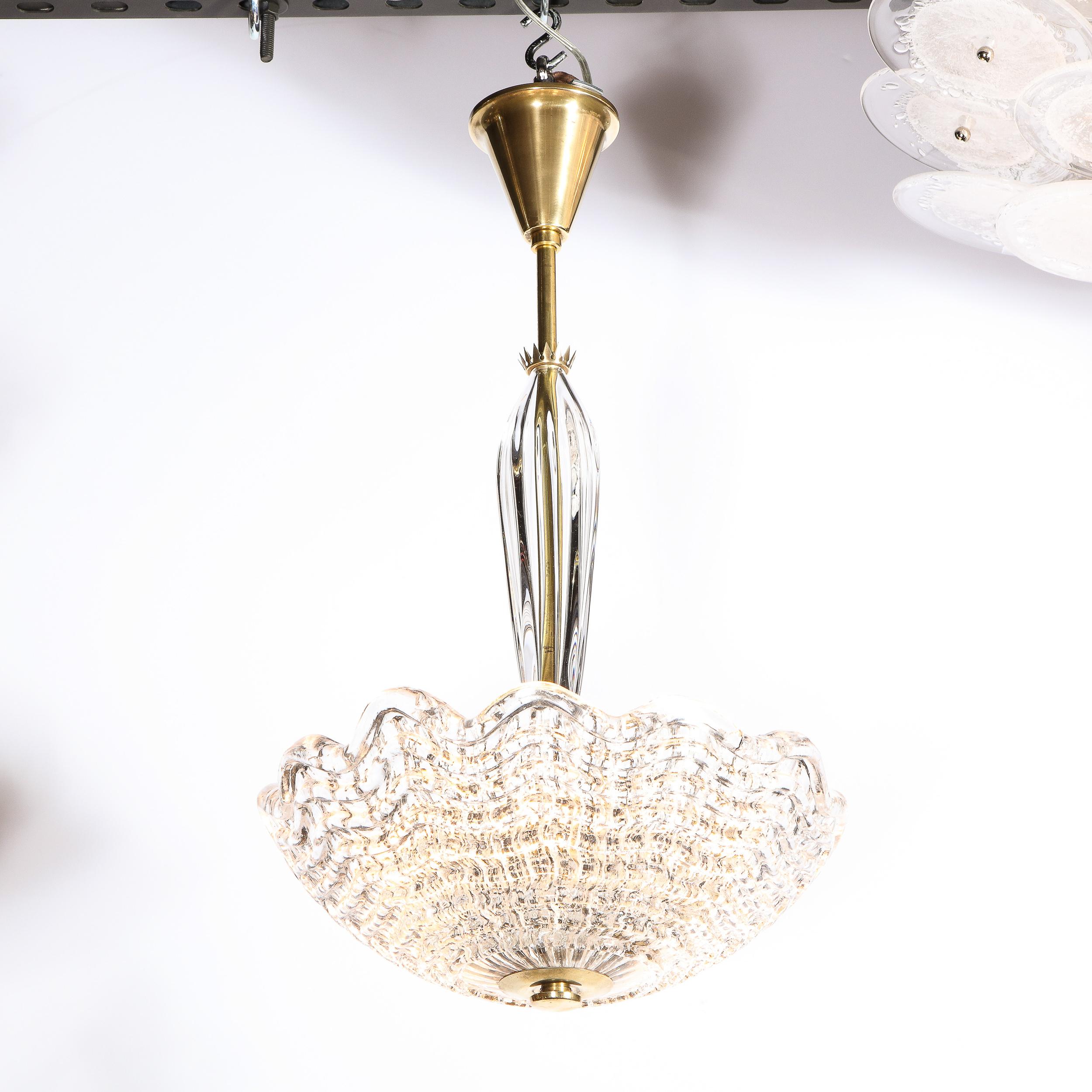 Mid-Century moderno Lampadario in vetro e ottone di Carl Fagerlund per Orrefors, stile metà del secolo scorso in vendita