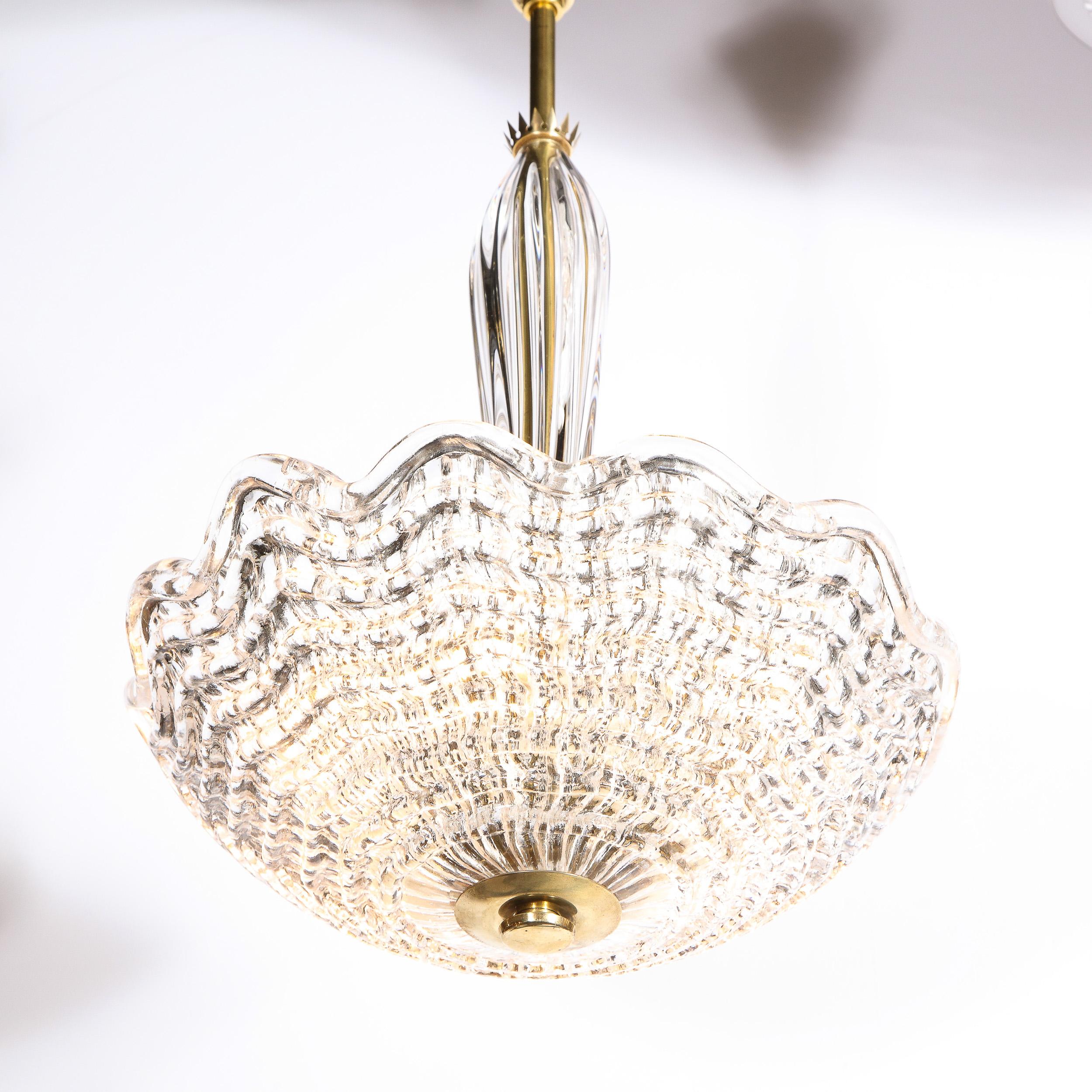 Metà XX secolo Lampadario in vetro e ottone di Carl Fagerlund per Orrefors, stile metà del secolo scorso in vendita