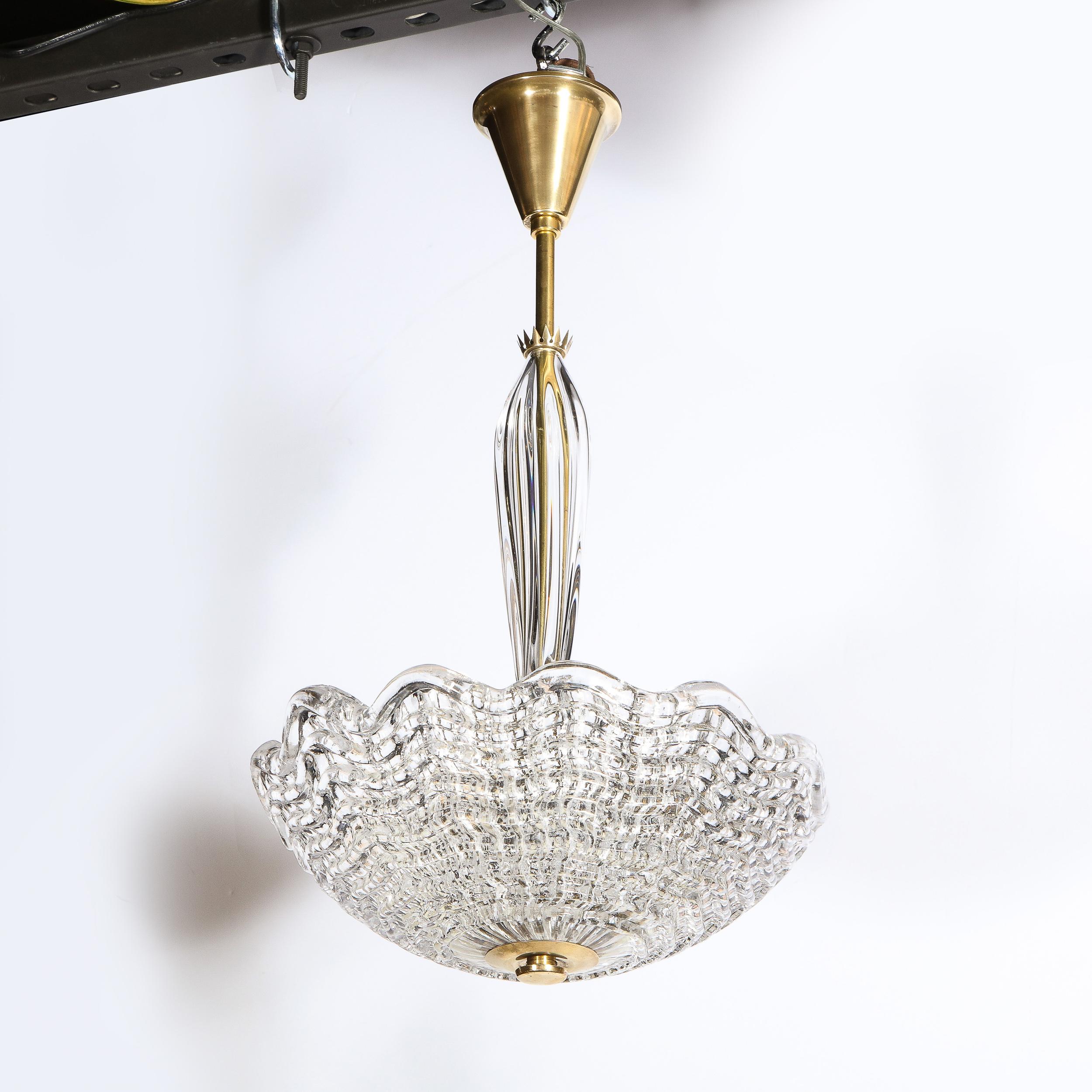 Lampadario in vetro e ottone di Carl Fagerlund per Orrefors, stile metà del secolo scorso in vendita 1