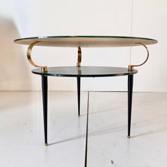 Mid Century Modern Glass & Brass Coffee Table, Fontana Arte Style