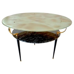 Mesa de cristal vintage al estilo de Fontana Arte, Italia Años 50