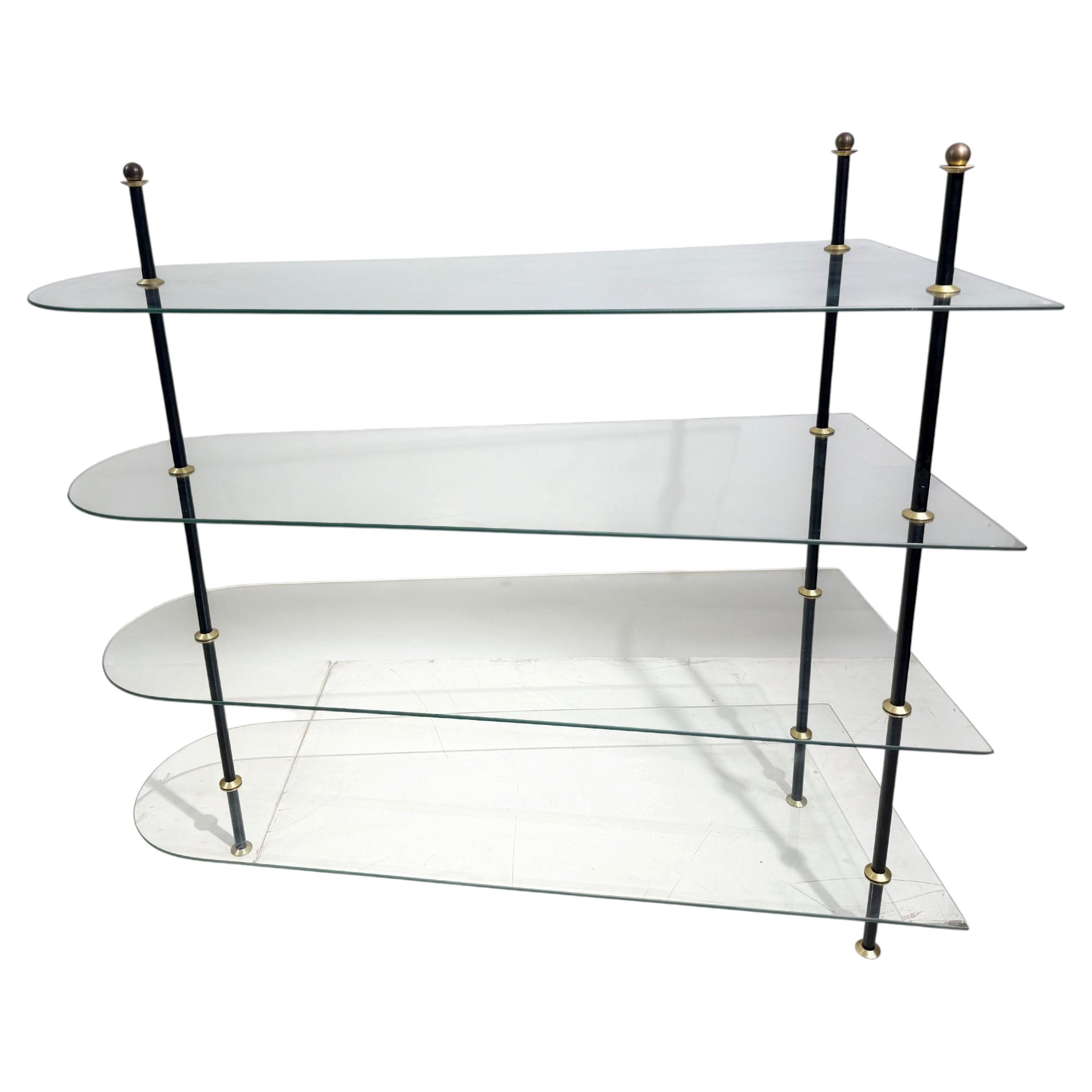 Mid-Century Modern Glass/Brass Display Stand by Polyvog, Germany, 1970s For Sale