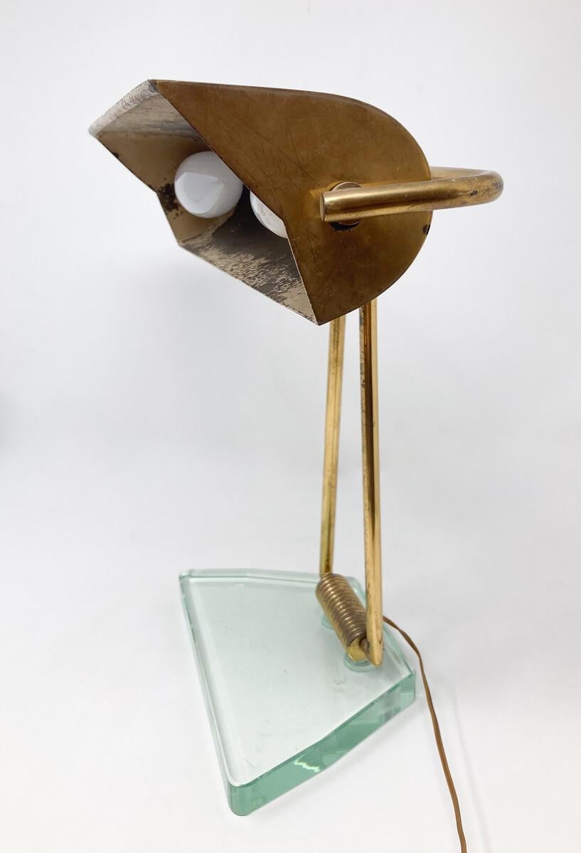 Mid-Century Modern Glass & Brass Table Lamp attributed to Pietro Chiesa, 1950s 5