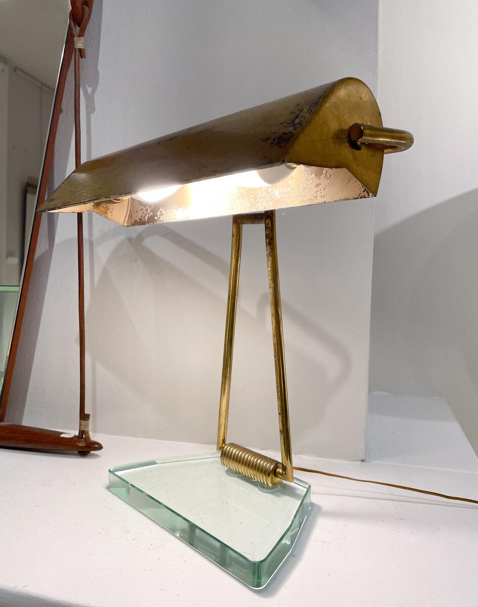 Mid-Century Modern Glass & Brass Table Lamp attributed to Pietro Chiesa, 1950s 6