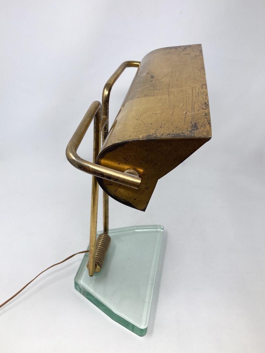 Italian Mid-Century Modern Glass & Brass Table Lamp attributed to Pietro Chiesa, 1950s
