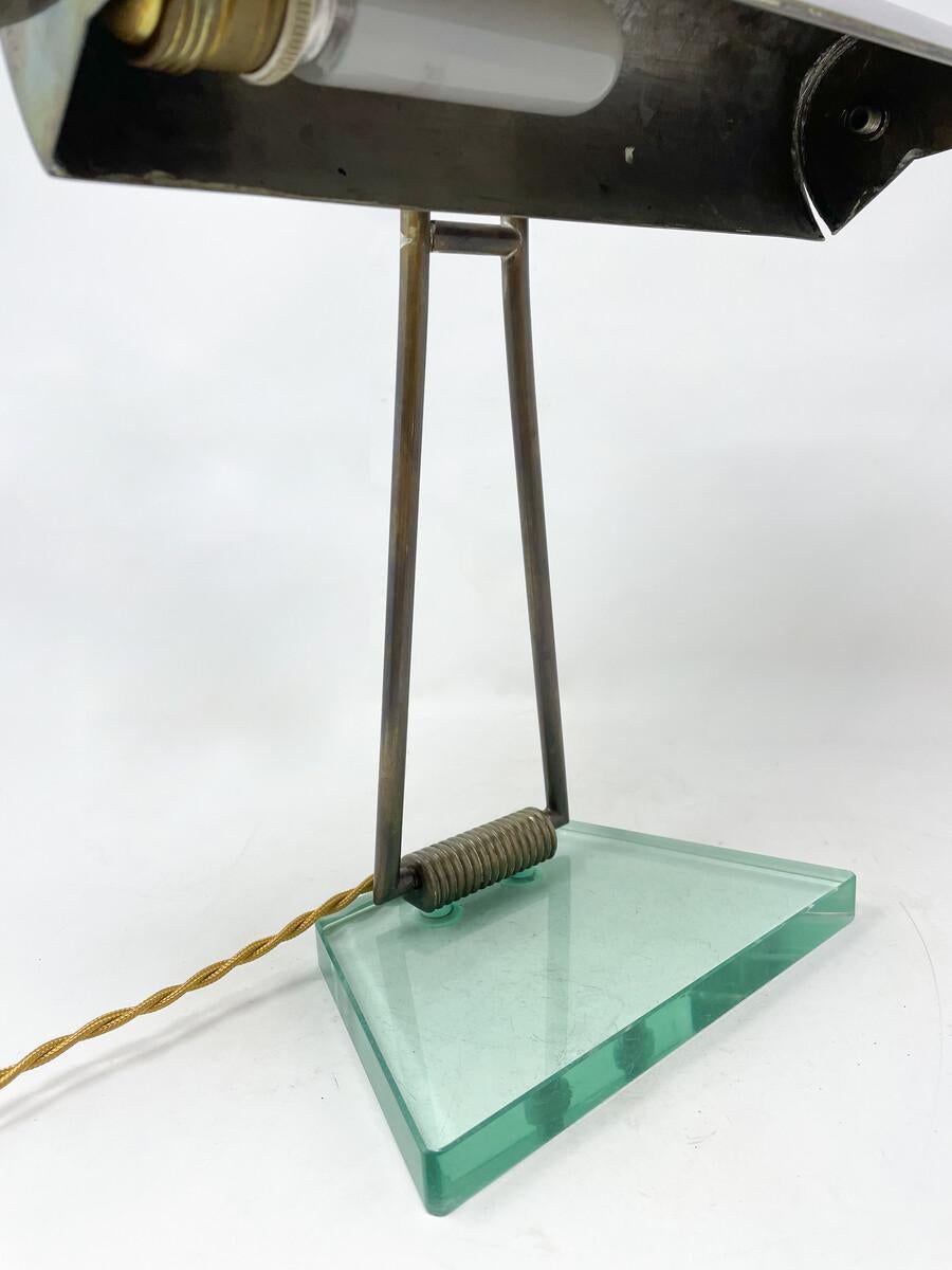 Mid-Century Modern Glass & Brass Table Lamp attributed to Pietro Chiesa, 1950s For Sale 1