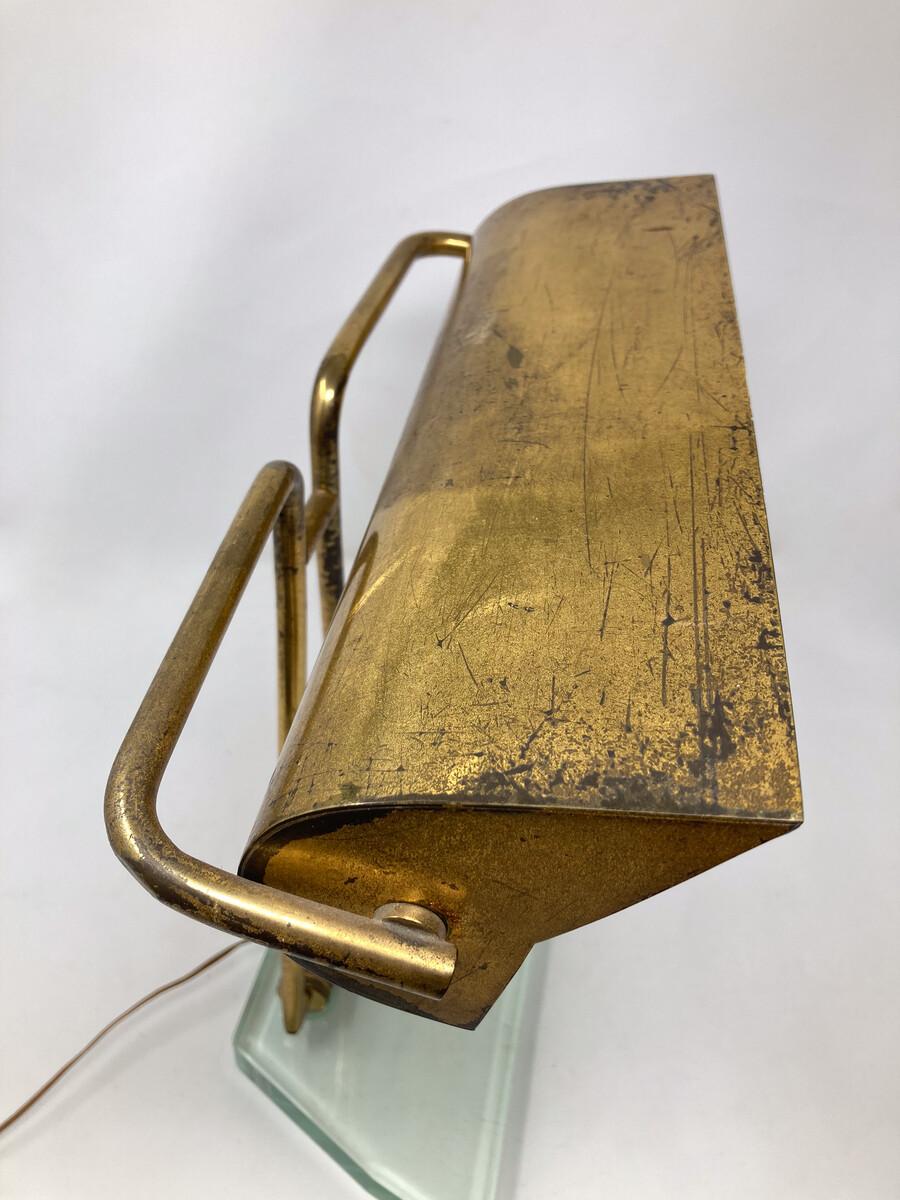 Mid-Century Modern Glass & Brass Table Lamp attributed to Pietro Chiesa, 1950s 1