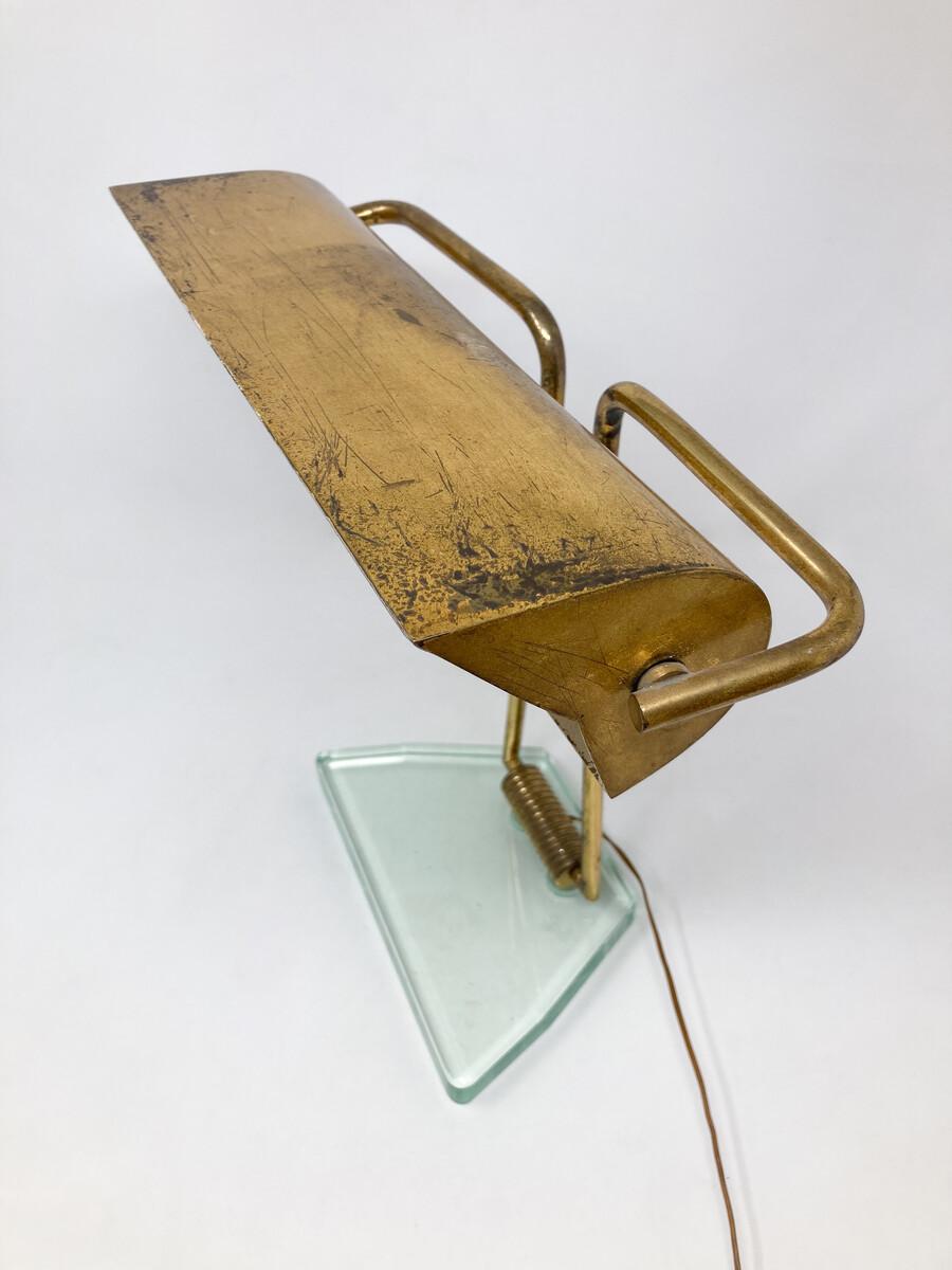 Mid-Century Modern Glass & Brass Table Lamp attributed to Pietro Chiesa, 1950s 3