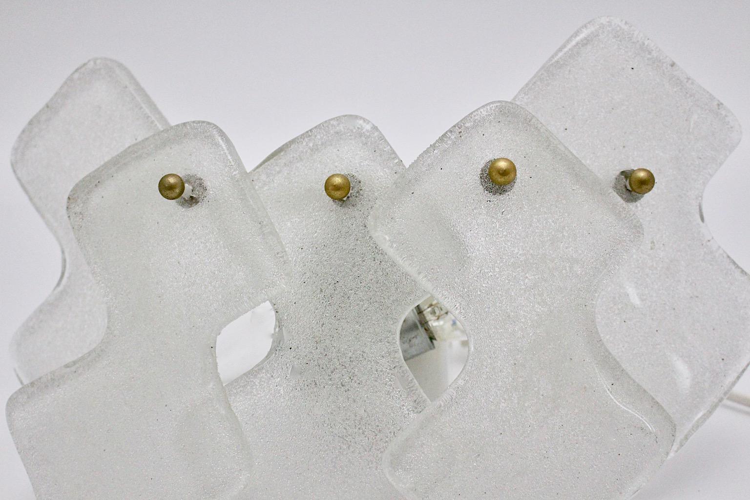 Metal Mid-Century Modern Glass Brass Vintage Sconce Wall Light J.T.Kalmar, 1960 Vienna For Sale