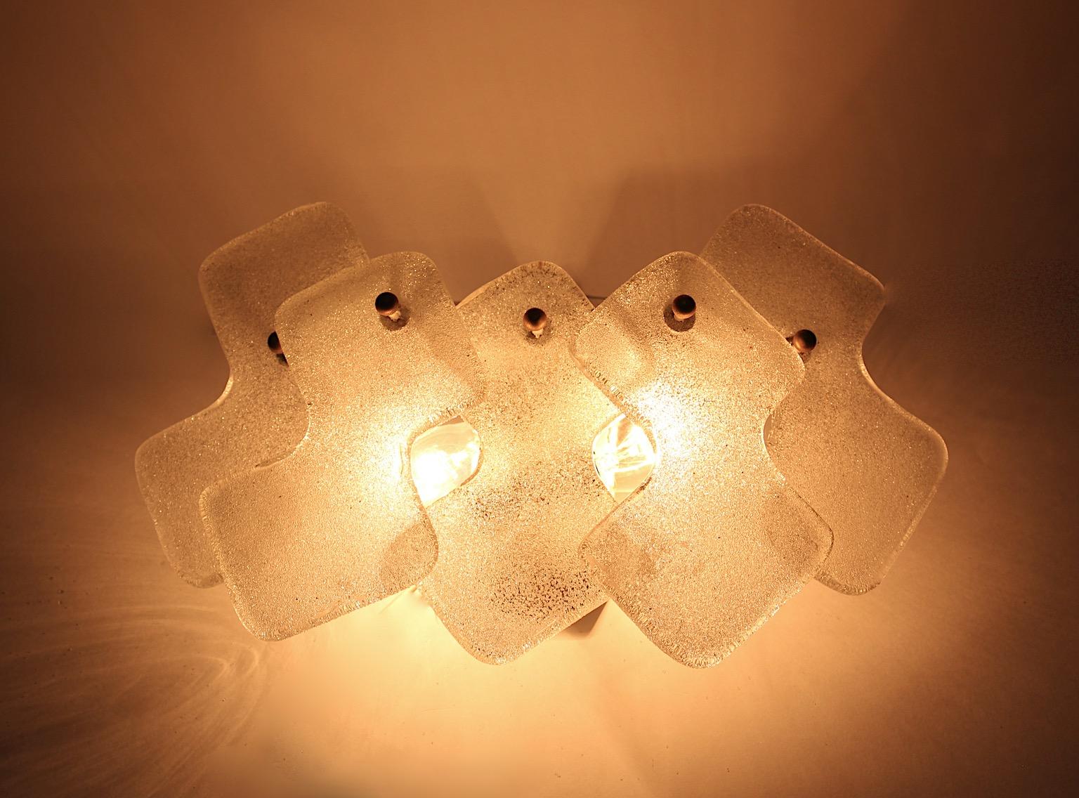 Mid-Century Modern Glass Brass Vintage Sconce Wall Light J.T.Kalmar, 1960 Vienna For Sale 2