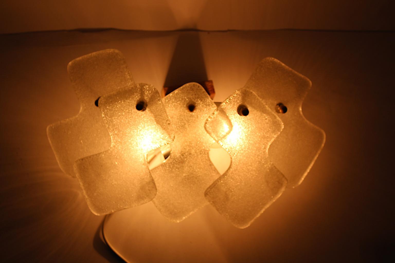 Mid-Century Modern Glass Brass Vintage Sconce Wall Light J.T.Kalmar, 1960 Vienna For Sale 4