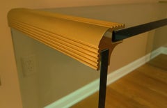 Mid Century Modern Glass & Brass Waterfall Console or Sofa Table by Leon Rosen