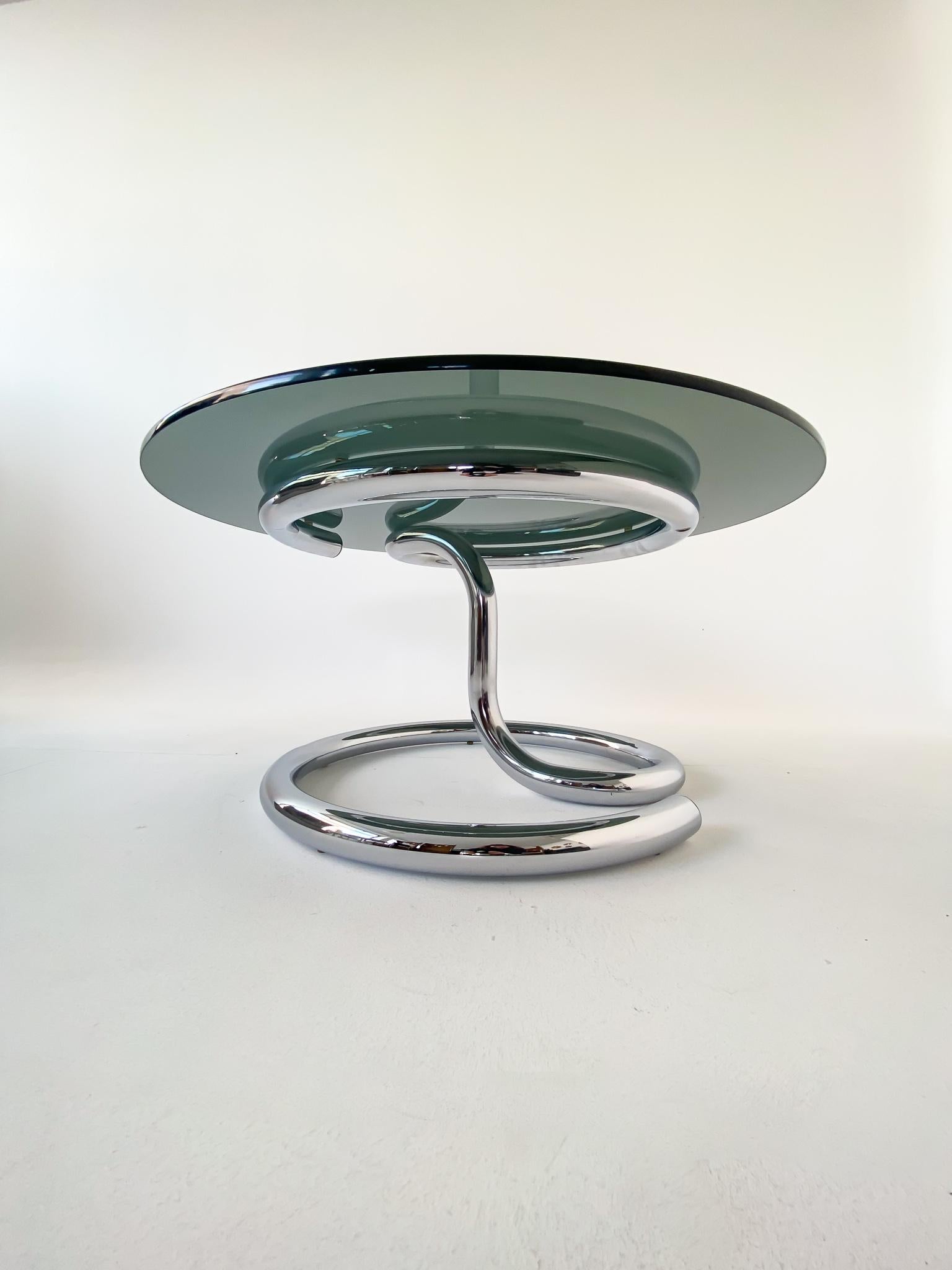 MidCentury Modern Glass Chrome Coffee Table Anaconda by Paul Tuttle