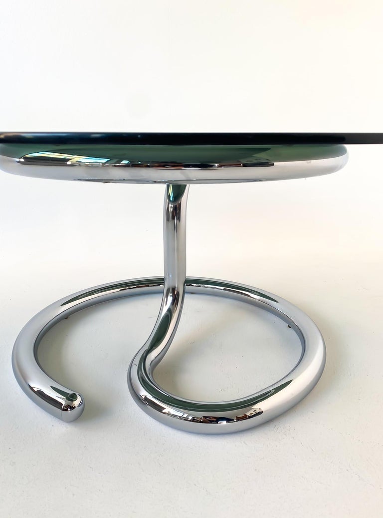 MidCentury Modern Glass Chrome Coffee Table Anaconda by Paul Tuttle