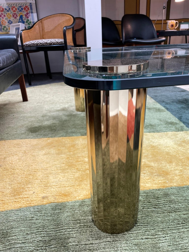 Mid-Century Modern Glass Coffee Table in the Style of Karl Springer In Good Condition For Sale In Philadelphia, PA